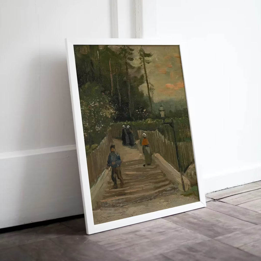 Vintage Country Painting, Rustic van Gogh Paris Print. Antique Oil Painting Country Scene Village Road Print. Vintage Landscape Wall Art – Printable Wall Art