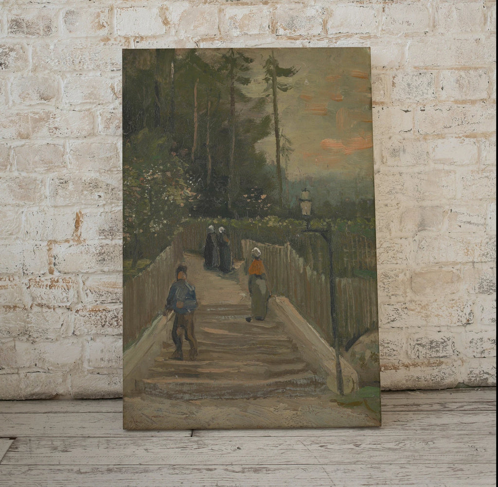 Second included artwork preview from Vintage Country Painting, Rustic van Gogh Paris Print. Antique Oil Painting Country Scene Village Road Print. Vintage Landscape Wall Art featuring various scenes.