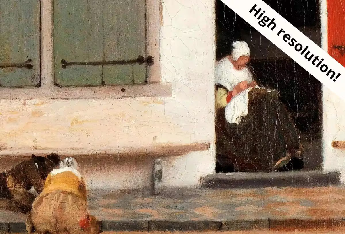 Vintage European Street Landscape Painting Rustic Print. Antique Oil Painting Street Scene. Vermeer Classic Vintage Printable Wall Art – Printable Wall Art