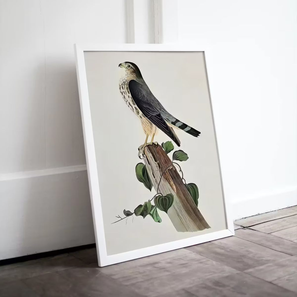 Vintage Falcon Perched on Branch Painting. Instant Download Printable Wall Art. Bird Painting. Merlin Falcon Wall Art Prints. Birds Poster – Printable Wall Art