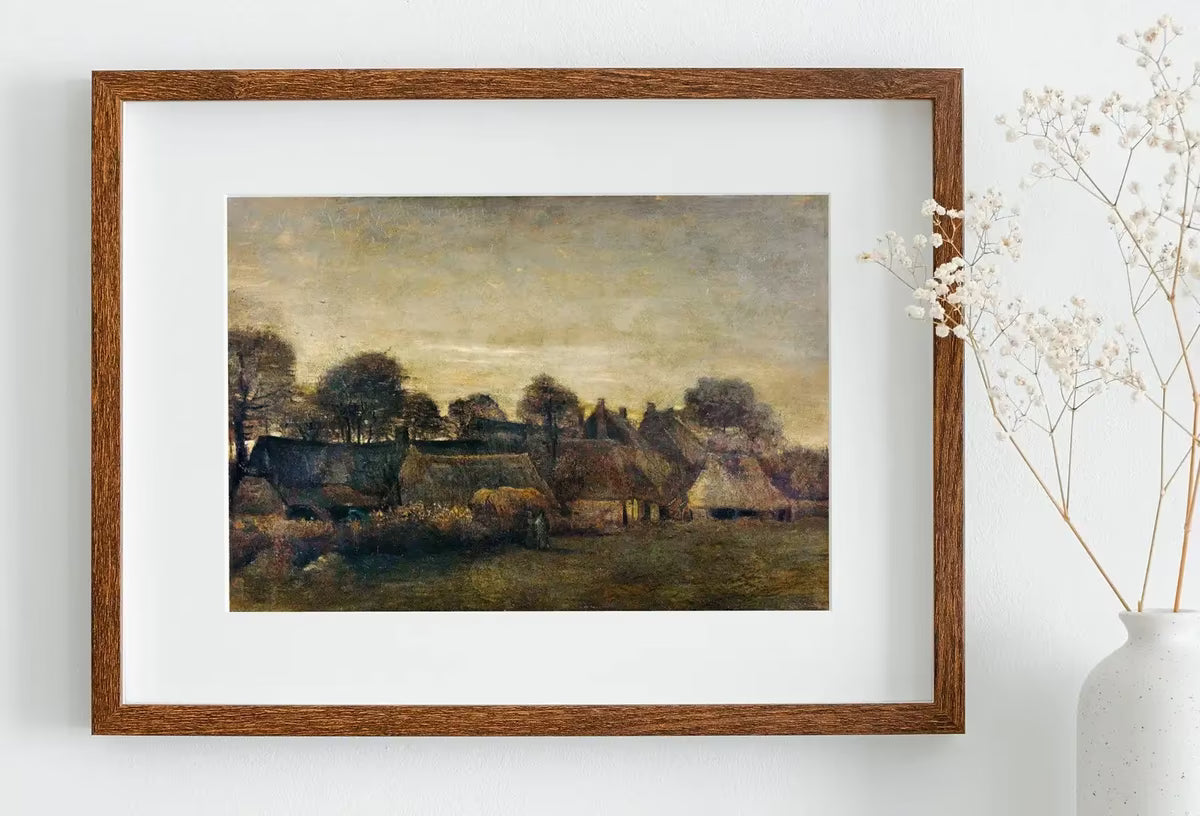 Vintage Farmhouse Wall Decor Landscape Painting. Vincent van Gogh Farming Village at Twilight Famous Printable Art Print. Country Art Print – Printable Wall Art