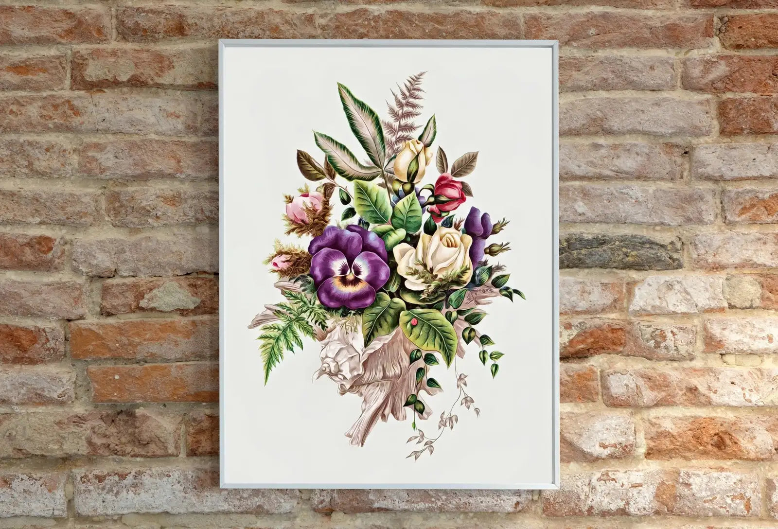 Tableau Bouquet de Fleurs Vintage : Une impression artistique de bouquets de fleurs colorées dans un style rétro.