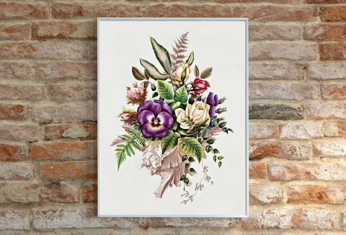 Vintage Flower Bouquet Still Art Print, Antique Retro Style Colorful Botanical Painting, Printable Digital Wall Art, Instant Download – Printable Wall Art