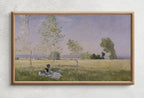Detail view of artwork from Vintage Frame TV Claude Monet. Meadow at Bezons. Summer Landscape Painting. Monet 4K painting for Samsung Frame TV. Instant Download. (variation 2)