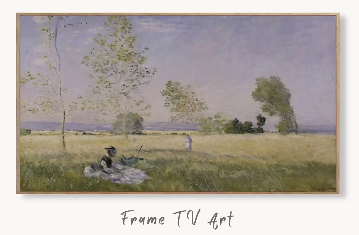 Vintage Frame TV Claude Monet. Meadow at Bezons. Summer Landscape Painting. Monet 4K painting for Samsung Frame TV. Instant Download – Frame TV  Art