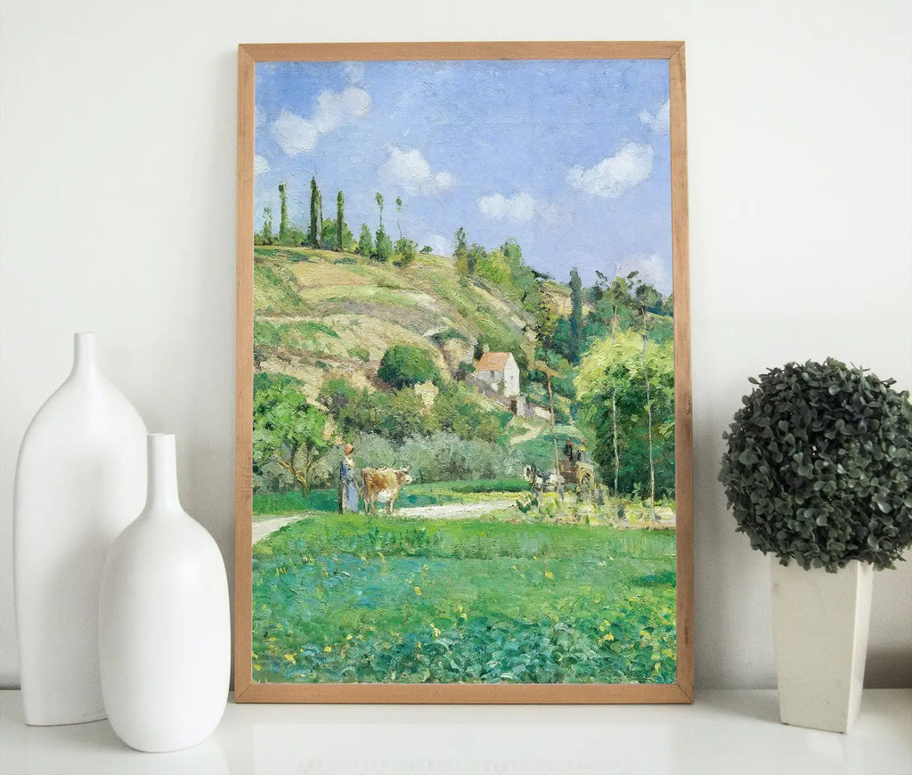 Detail view of artwork from Vintage Impressionist French Countryside Antique Landscape Painting. Country Fine Art Print Wall Decor. Printable Instant Download Art. (variation 1)
