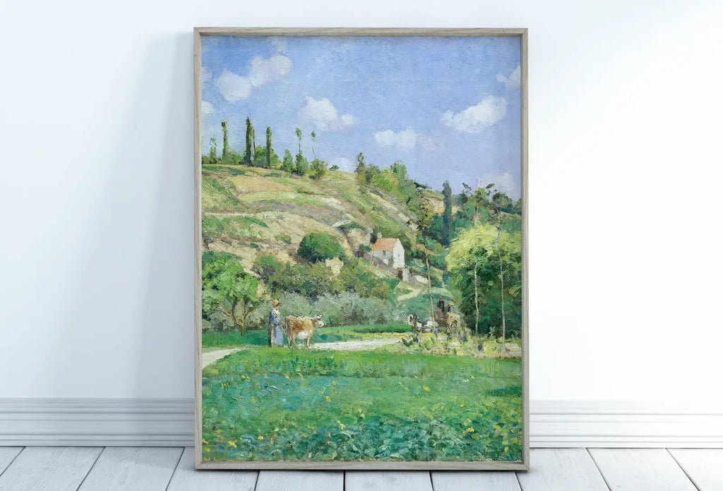Detail view of artwork from Vintage Impressionist French Countryside Antique Landscape Painting. Country Fine Art Print Wall Decor. Printable Instant Download Art. (variation 3)