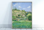 Detail view of artwork from Vintage Impressionist French Countryside Antique Landscape Painting. Country Fine Art Print Wall Decor. Printable Instant Download Art. (variation 3)