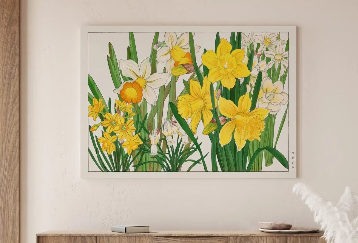 Vintage Japanese Botanical Art Daffodil Flowers Painting Printable Wall Art. Floral Decor Antique Japanese Art. Botanical Print Wall Art – Printable Wall Art