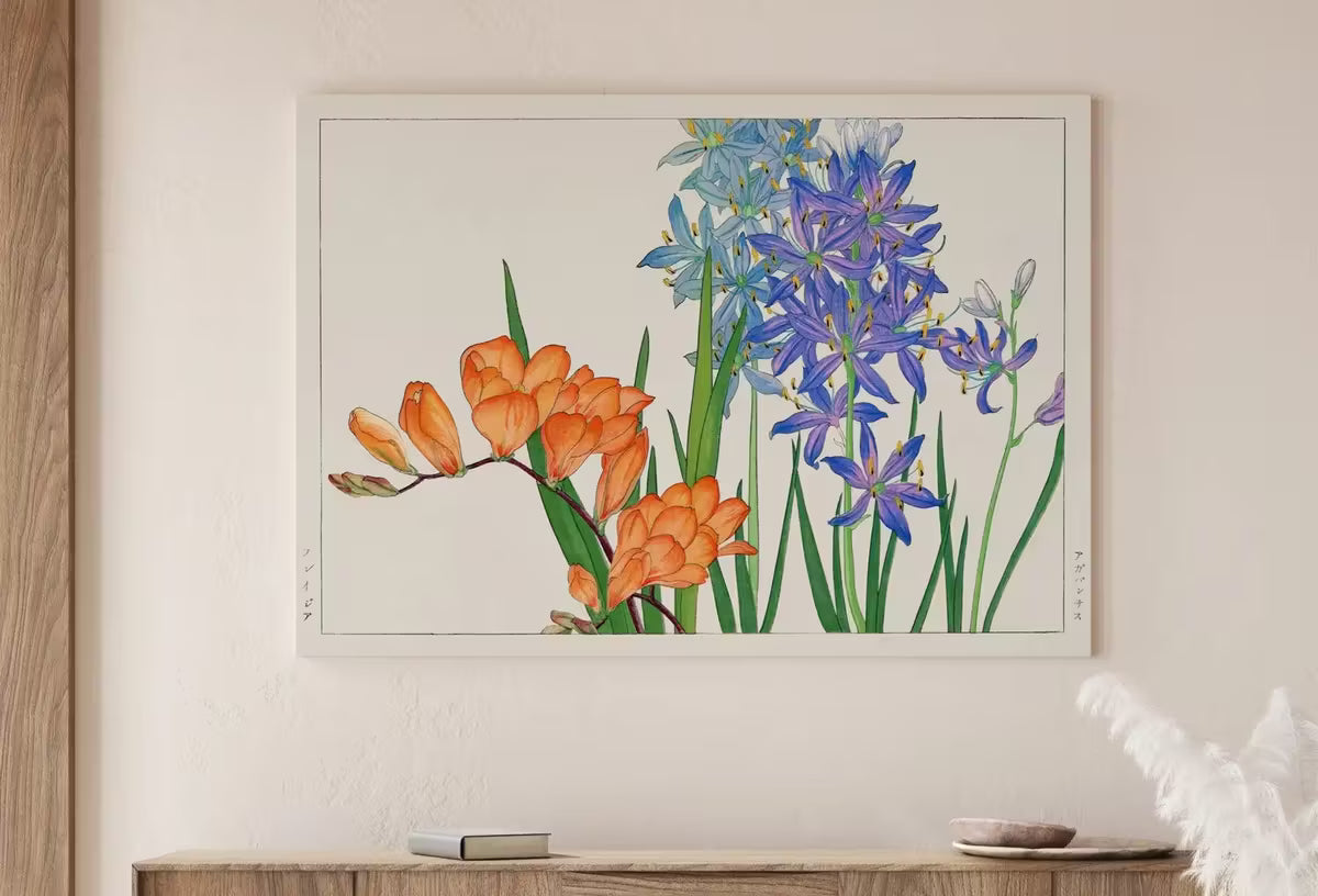 Vintage Japanese Botanical Art Freesia Flowers Painting Printable Wall Art. Floral Decor Antique Japanese Art. Botanical Print Wall Art – Printable Wall Art