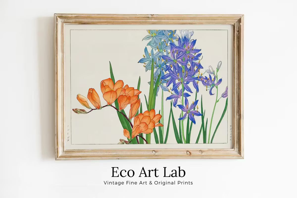 Vintage Japanese Botanical Art Freesia Flowers Painting Printable Wall Art. Floral Decor Antique Japanese Art. Botanical Print Wall Art – Printable Wall Art