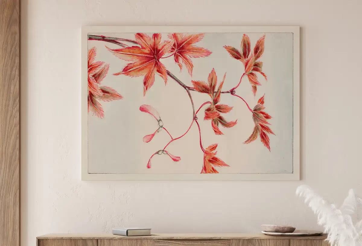 Vintage Japanese Botanical Art Maple Tree Branch Painting Printable Wall Art. Leaves Decor Antique Japanese Art. Botanical Print Wall Art – Printable Wall Art