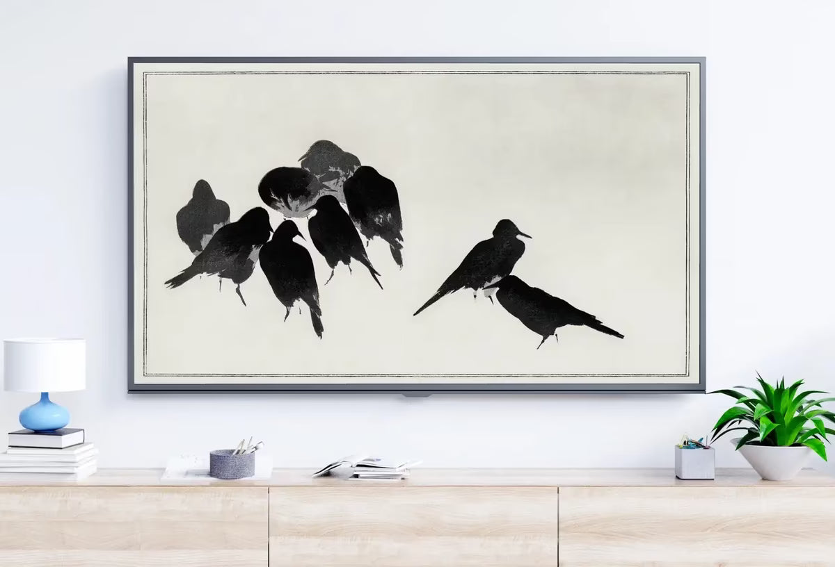 Vintage Japanese Crows Illustration Frame TV Art. Vintage Japanese Painting Samsung Art TV,  for Samsung Frame, Frame TV Art – Frame TV  Art