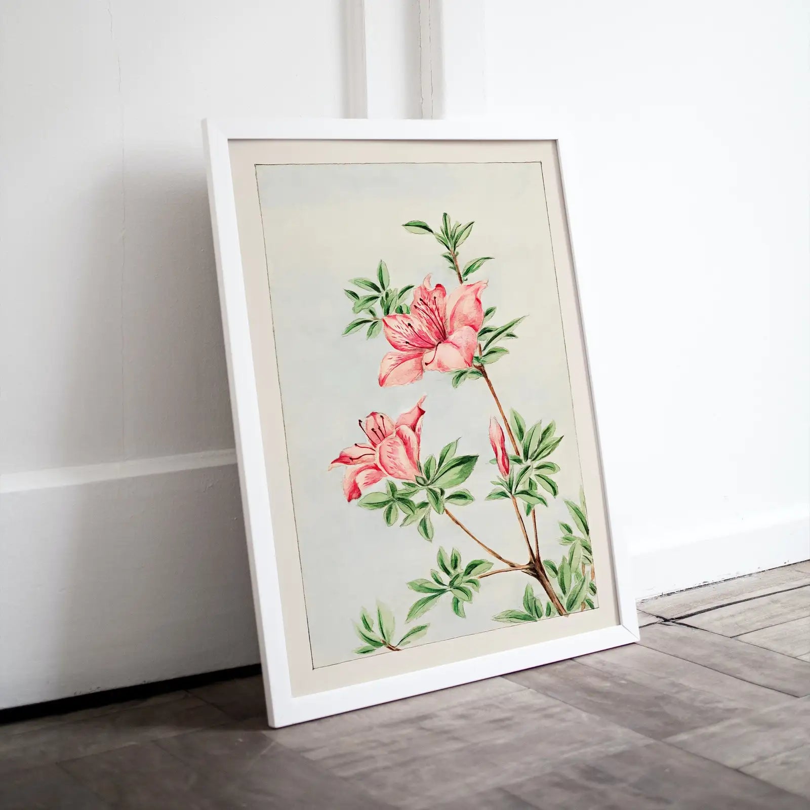 Art floral japonais vintage - Peinture d’azalée : Une illustration numérique d’art japonais antique représentant des azalées. Téléchargement instantané.