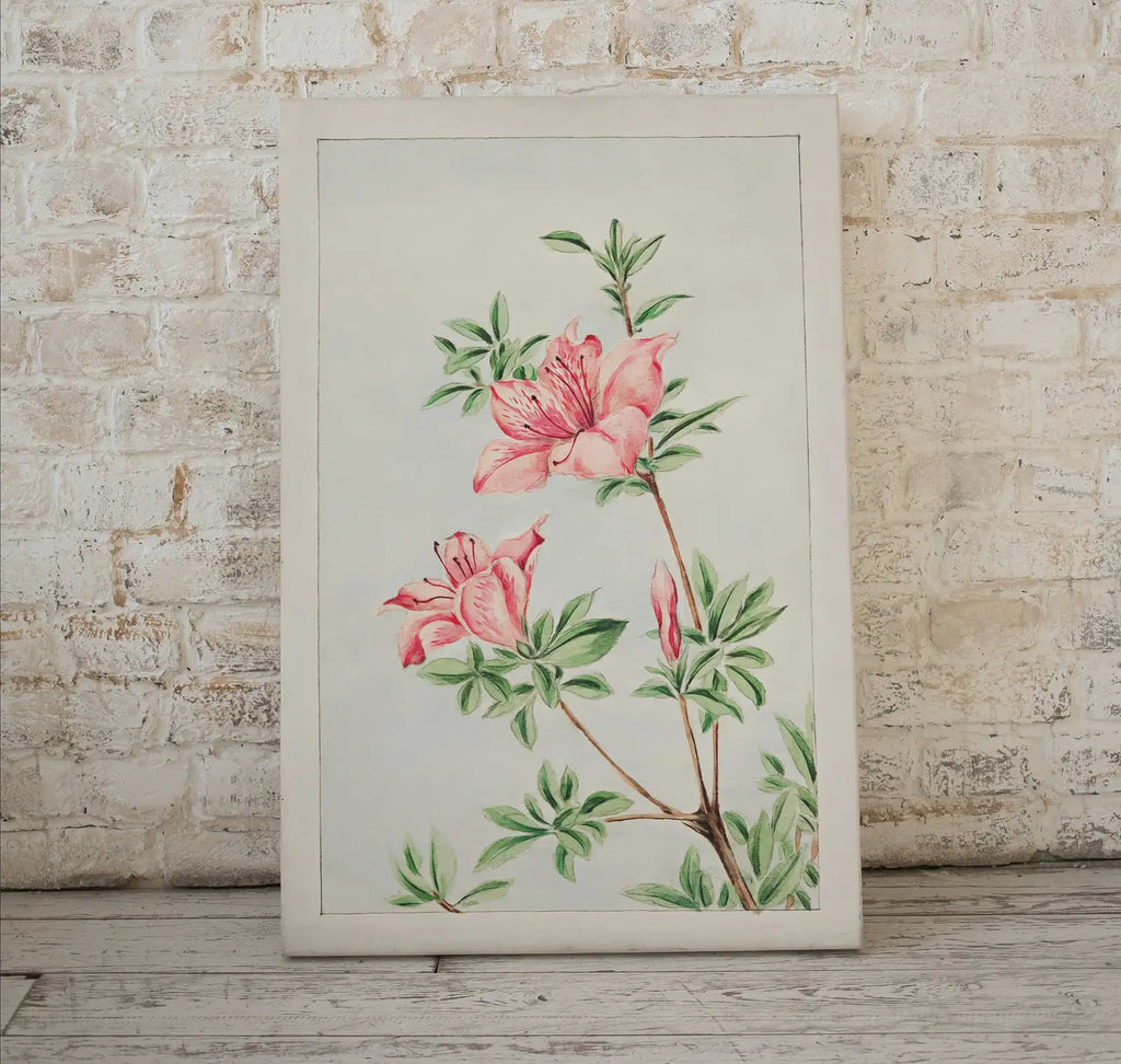 Second included artwork preview from Vintage Japanese Flower Art Azalea Painting Printable Wall Art. Instant Download Antique Japanese Art. Botanical Print Floral Wall Art featuring various scenes.