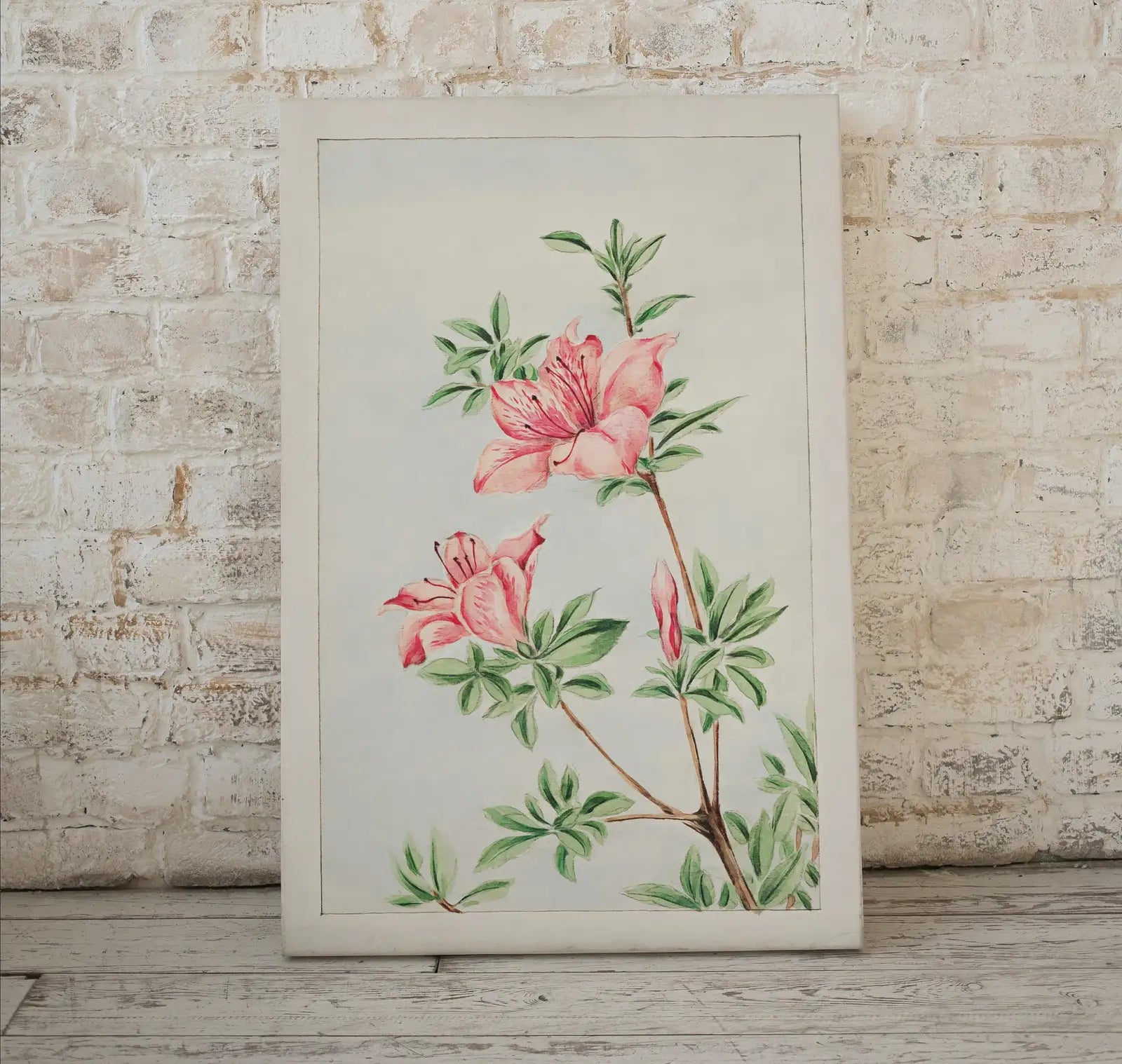 Art floral japonais vintage - Peinture d’azalée : Une illustration numérique d’art japonais antique représentant des azalées. Téléchargement instantané.