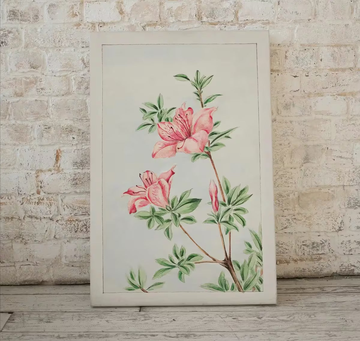 Vintage Japanese Flower Art Azalea Painting Printable Wall Art. Instant Download Antique Japanese Art. Botanical Print Floral Wall Art – Printable Wall Art