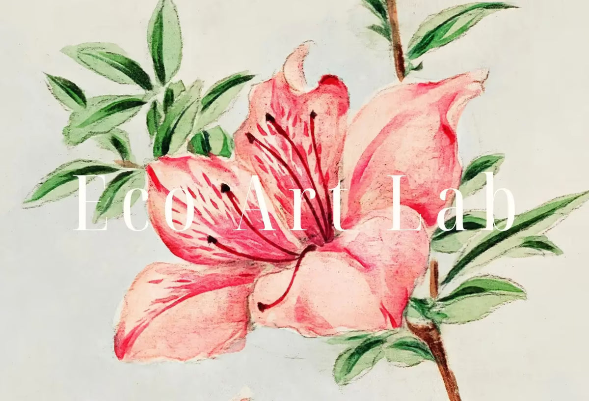 Vintage Japanese Flower Art Azalea Painting Printable Wall Art. Instant Download Antique Japanese Art. Botanical Print Floral Wall Art – Printable Wall Art