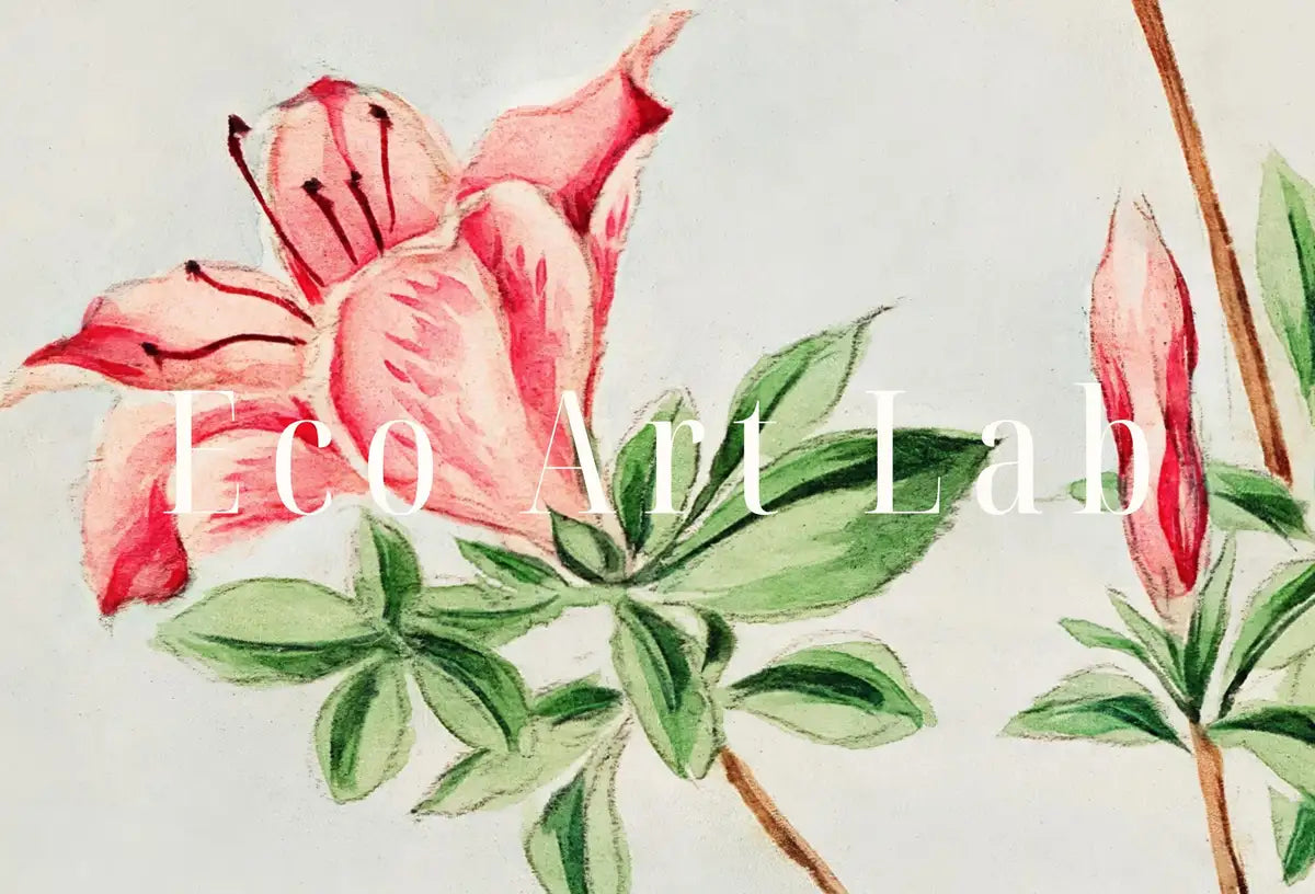 Art floral japonais vintage - Peinture d’azalée : Une illustration numérique d’art japonais antique représentant des azalées. Téléchargement instantané.
