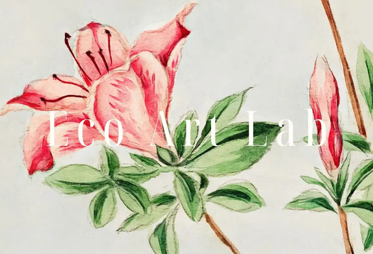 Vintage Japanese Flower Art Azalea Painting Printable Wall Art. Instant Download Antique Japanese Art. Botanical Print Floral Wall Art – Printable Wall Art