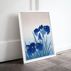 Detail view of artwork from Vintage Japanese Flower Art Blue Irises Painting Printable Wall Art. Instant Download Antique Japanese Art. Botanical Print Floral Wall Art. (variation 1)
