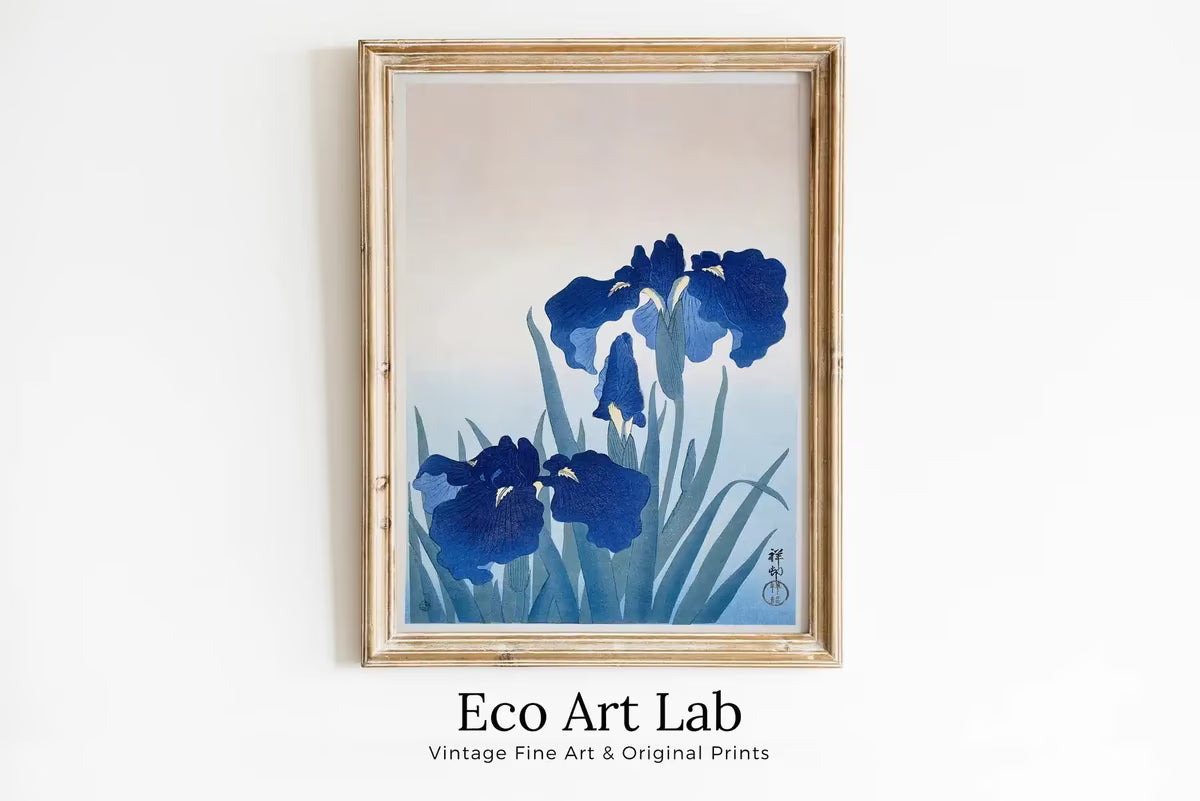 Vintage Japanese Flower Art Blue Irises Painting Printable Wall Art. Instant Download Antique Japanese Art. Botanical Print Floral Wall Art – Printable Wall Art