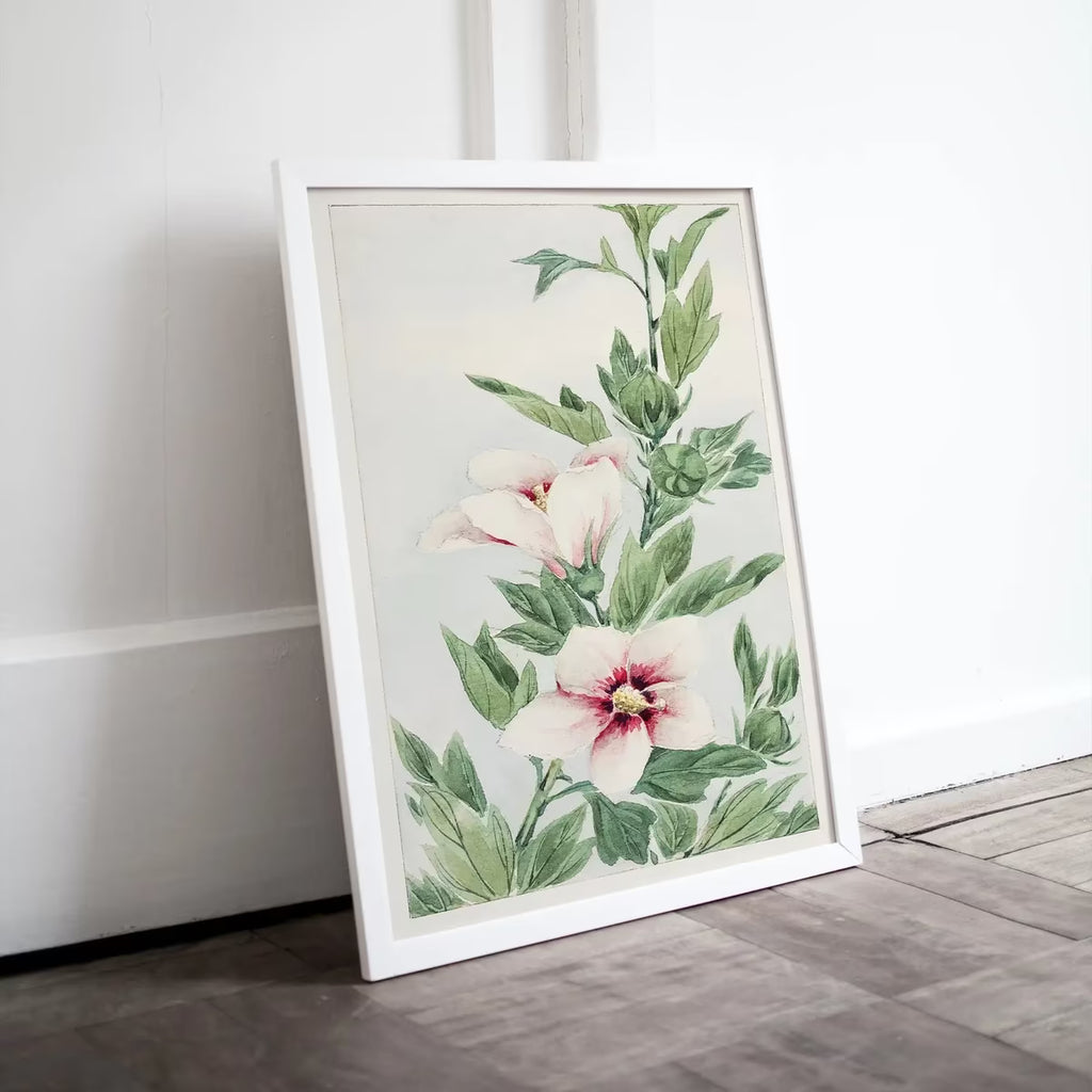 Vintage Japanese Flower Art Hibiscus Painting Printable Wall Art. Instant Download Antique Japanese Art. Botanical Print Floral Wall Art – Printable Wall Art