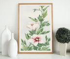 Detail view of artwork from Vintage Japanese Flower Art Hibiscus Painting Printable Wall Art. Instant Download Antique Japanese Art. Botanical Print Floral Wall Art. (variation 2)