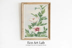 Framed view of Vintage Japanese Flower Art Hibiscus Painting Printable Wall Art. Instant Download Antique Japanese Art. Botanical Print Floral Wall Art – printable wall art digital download.