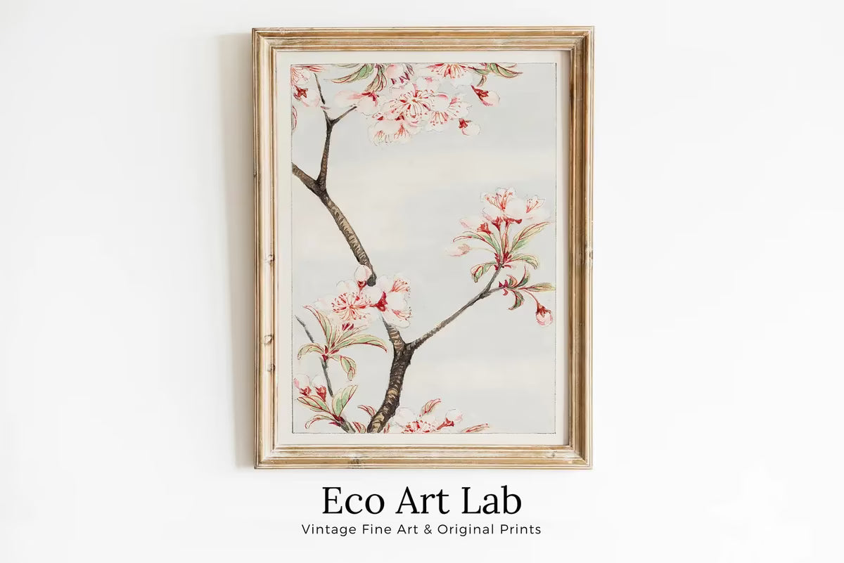 Vintage Japanese Flower Art Sakura Cherry Painting Printable Wall Art. Cherry Blossom Decor Antique Japanese Art. Botanical Print Wall Art – Printable Wall Art