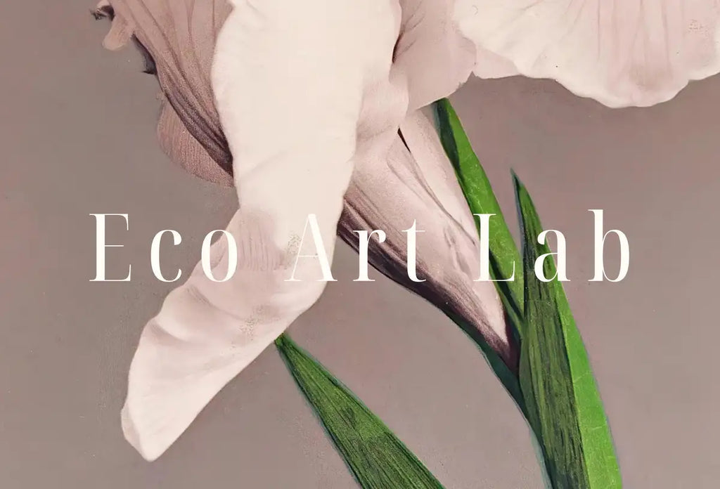 Detail view of artwork from Vintage Japanese Flower Art White Irises Painting Printable Wall Art. Instant Download Antique Japanese Art. Botanical Print Floral Wall Art. (variation 2)