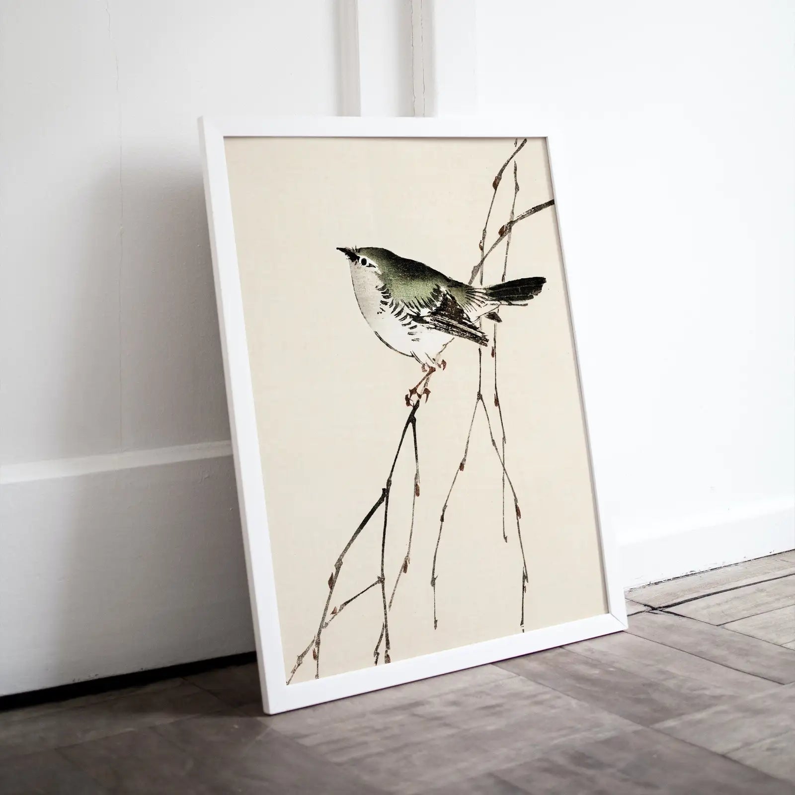 Poster à imprimer : Oiseau sur une branche, peinture japonaise vintage. Impression d’art vintage japonais du 19ème siècle. Décor japonais minimaliste.