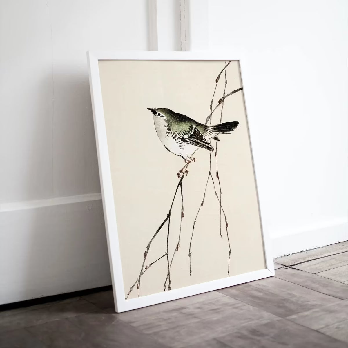 Vintage Japanese Painting Bird on a Branch Wall Art Printable Poster. 19th Century Japanese Vintage Art Print. Minimalist Japanese Decor – Printable Wall Art
