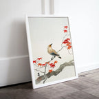 Vintage Japanese Painting. Bird on Maple Tree. Japanese Wall Art Printable Poster. 20th Century Japanese Vintage Spring Wall Art, Bird Art – Printable Wall Art Digital Download
