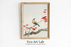 Vintage Japanese Painting. Bird on Maple Tree. Japanese Wall Art Printable Poster. 20th Century Japanese Vintage Spring Wall Art, Bird Art – Printable Wall Art Digital Download