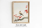 Vintage Japanese Painting. Bird on Maple Tree. Japanese Wall Art Printable Poster. 20th Century Japanese Vintage Spring Wall Art, Bird Art – Printable Wall Art