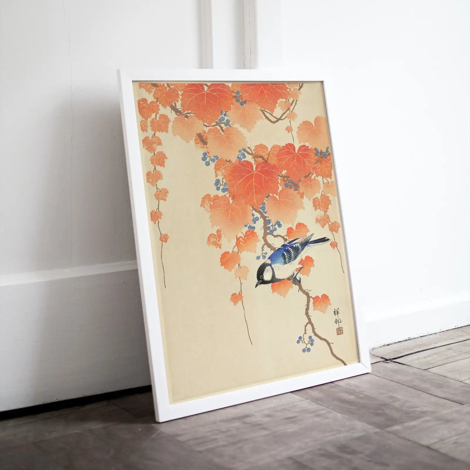 Vintage Japanese Painting. Blue Bird on Branch. Japanese Wall Art Printable Poster. 20th Century Japanese Vintage Spring Wall Art, Bird Art – Printable Wall Art Digital Download – Digital Download