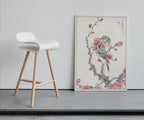 Vintage Japanese Painting. Pine Bunting and Plum Tree. Japanese Wall Art Printable Poster. 19th Century Japanese Vintage Wall Art, Bird Art – Printable Wall Art