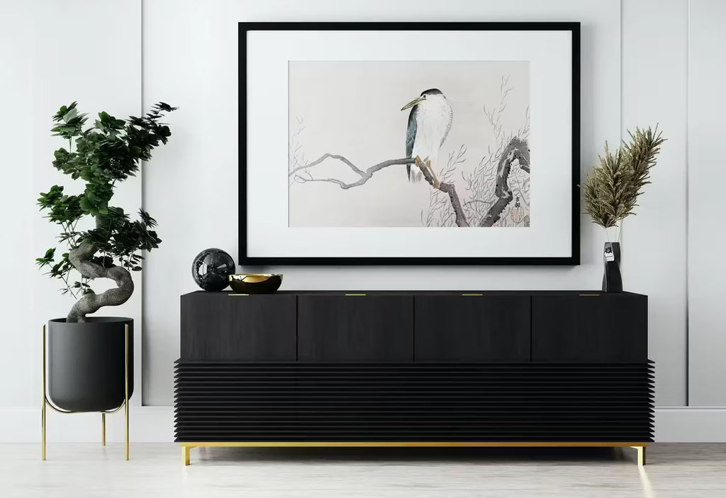 Vintage Japanese Painting. Quack on Erratic Branch. Japanese Wall Art Printable Poster. 19th Century Japanese Vintage Wall Art, Bird Art – Printable Wall Art