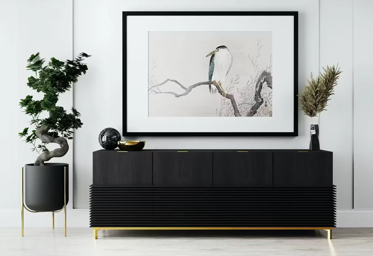 Vintage Japanese Painting. Quack on Erratic Branch. Japanese Wall Art Printable Poster. 19th Century Japanese Vintage Wall Art, Bird Art – Printable Wall Art