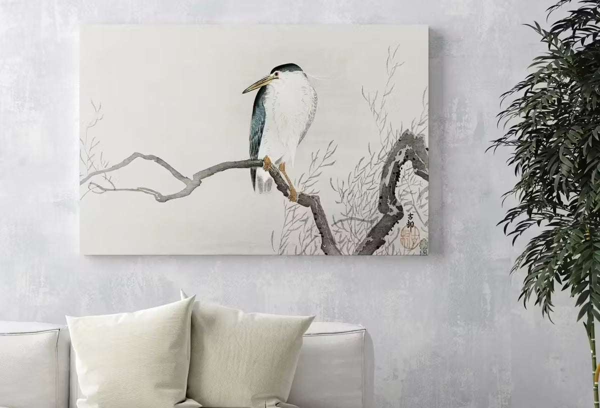 Vintage Japanese Painting. Quack on Erratic Branch. Japanese Wall Art Printable Poster. 19th Century Japanese Vintage Wall Art, Bird Art – Printable Wall Art