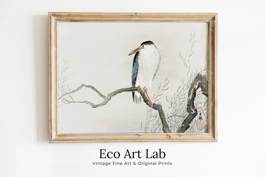 Vintage Japanese Painting. Quack on Erratic Branch. Japanese Wall Art Printable Poster. 19th Century Japanese Vintage Wall Art, Bird Art – Printable Wall Art Digital Download