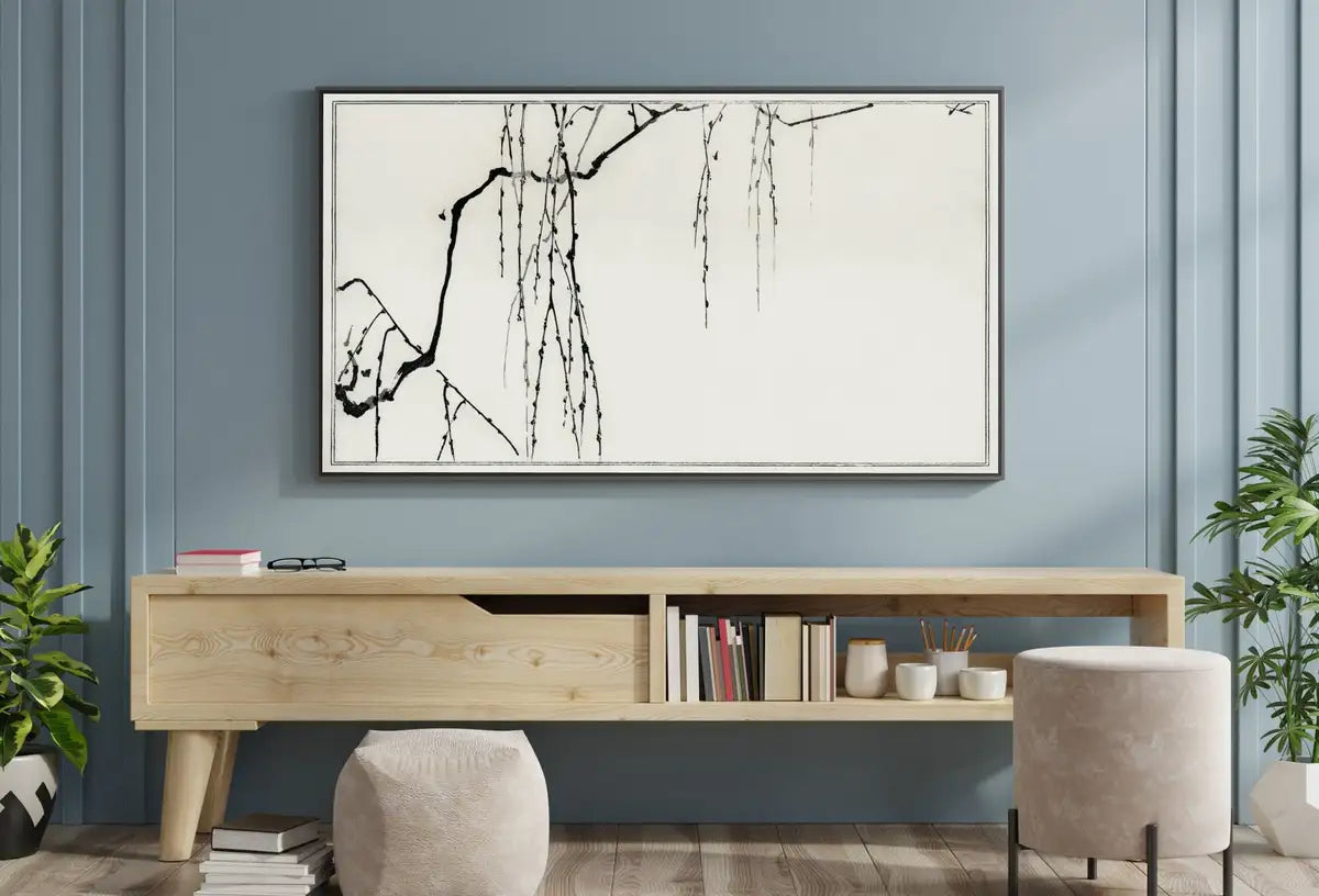 Detail view of artwork from Vintage Japanese Painting Tree Branches Frame TV Art. Vintage Japanese Illustration Samsung Art TV, Digital Download for Samsung Frame. (variation 2)