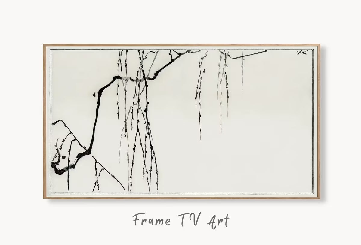 Vintage Japanese Painting Tree Branches Frame TV Art. Vintage Japanese Illustration Samsung Art TV,  for Samsung Frame – Frame TV  Art
