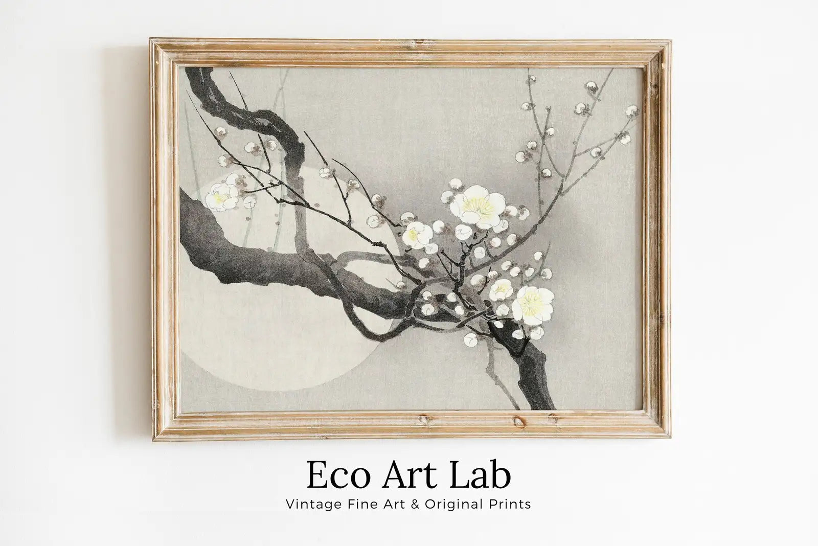 Art mural japonais vintage - Fleurs de prunier : Une illustration d’art japonais antique représentant des fleurs de prunier. Téléchargement instantané.
