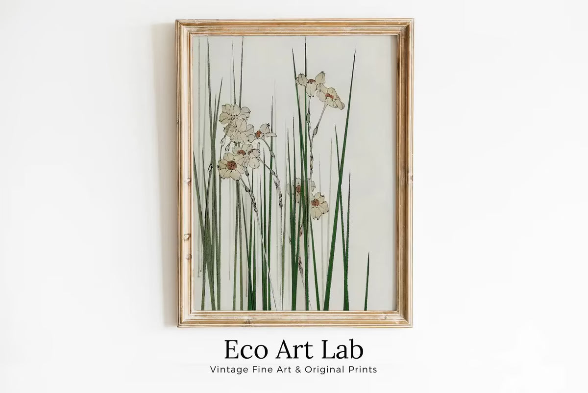 Vintage Japanese Wall Art Jonquil Illustration Printable Poster. Digitally Enhanced 19th Century Japanese Vintage Wall Art Japanese Painting – Printable Wall Art