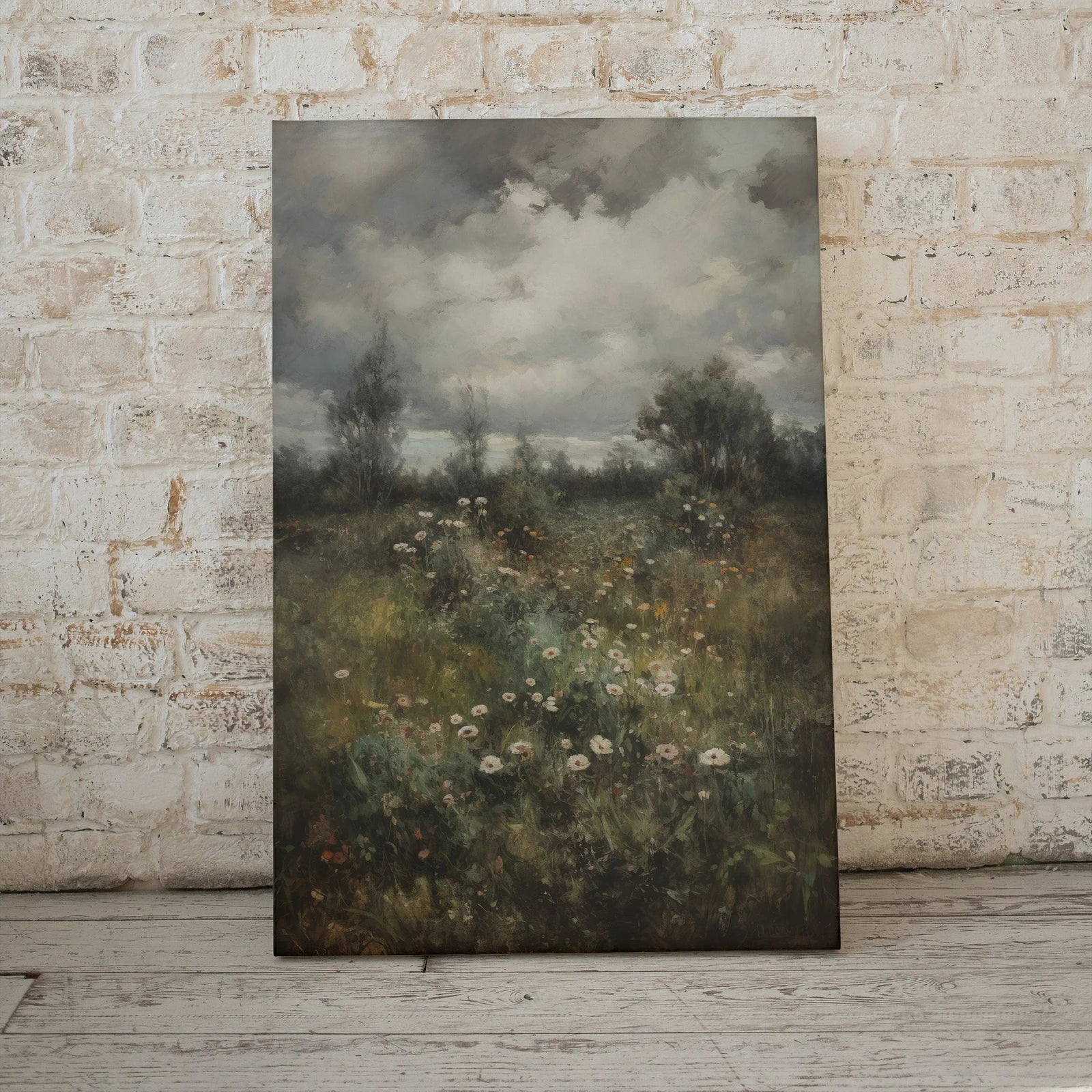 Vintage Landscape Art Print | Wildflower Field Printable Art | Digital Download | Floral Country Field Wall Art | Landscape Oil Painting – Printable Wall Art Digital Download – Digital Download