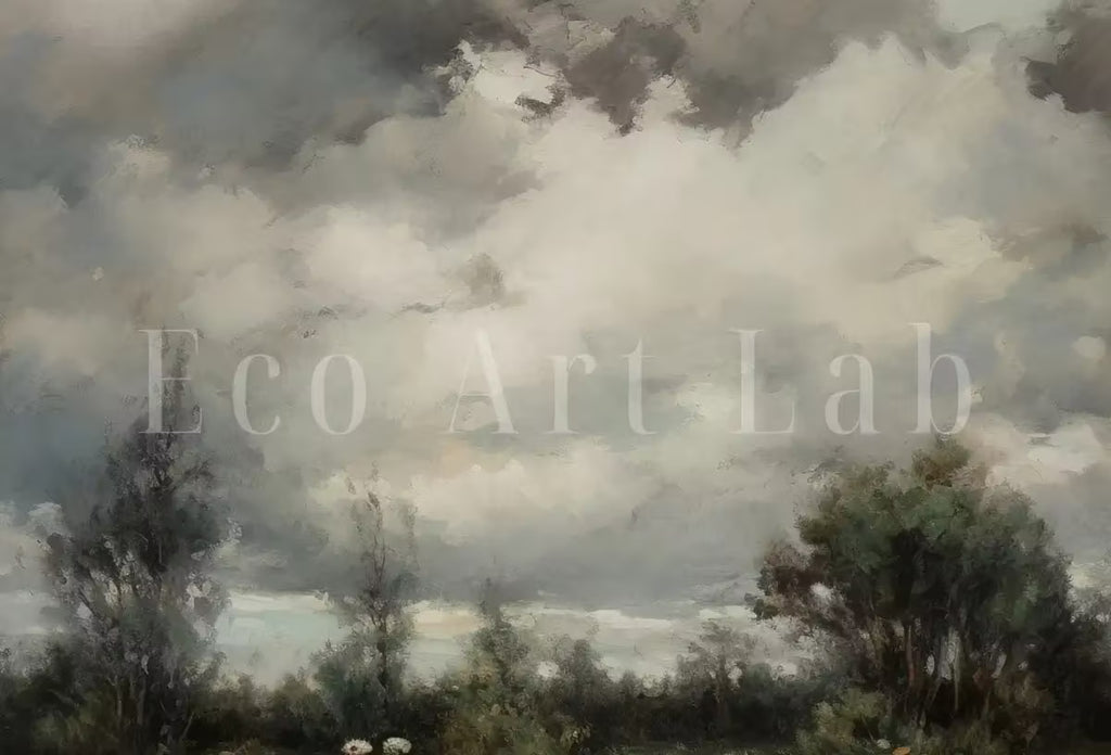 Vintage Landscape Art Print | Wildflower Field Printable Art |  | Floral Country Field Wall Art | Landscape Oil Painting – Printable Wall Art