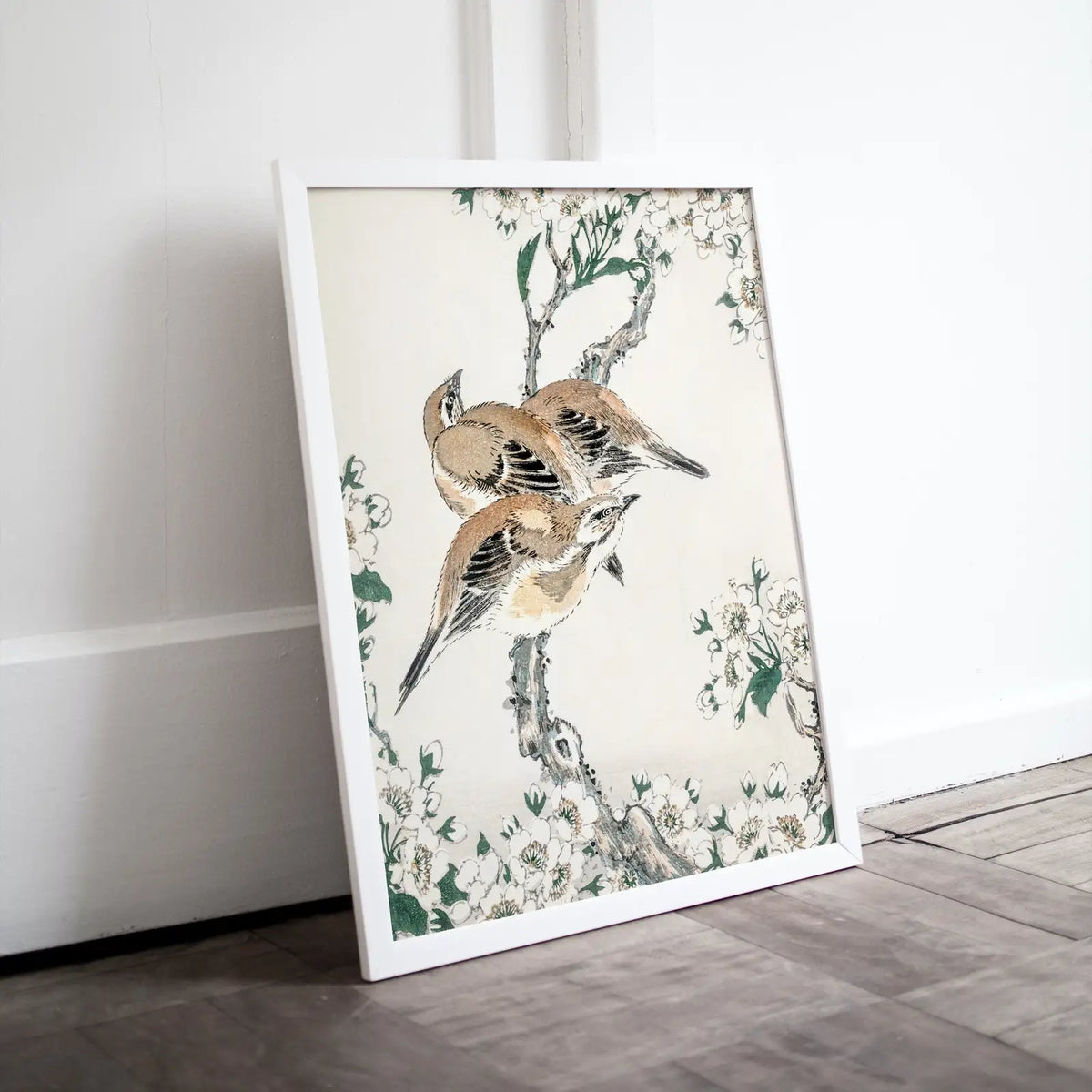 Included artwork preview showing first selection of artworks from Vintage Meadow Bunting and Pear Flower Japanese Painting. Japanese Wall Art Printable Poster. 19th Century Japanese Birds Vintage Wall Art.