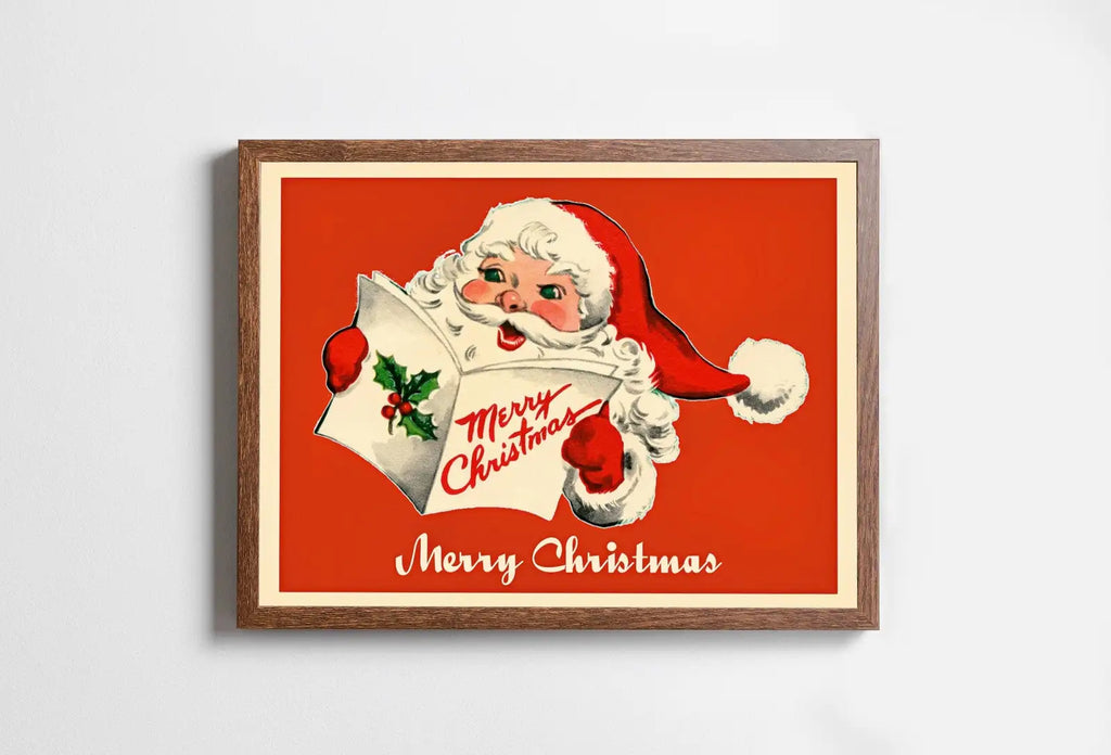 Included artwork preview showing first selection of artworks from Vintage Merry Christmas Card Santa Claus Illustration. Retro Christmas Print. Printable Wall Art. Instant Download Christmas Art Print.